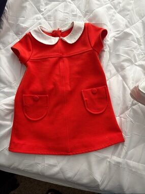 Red Dress with White Peter Pan Collar jacadi
